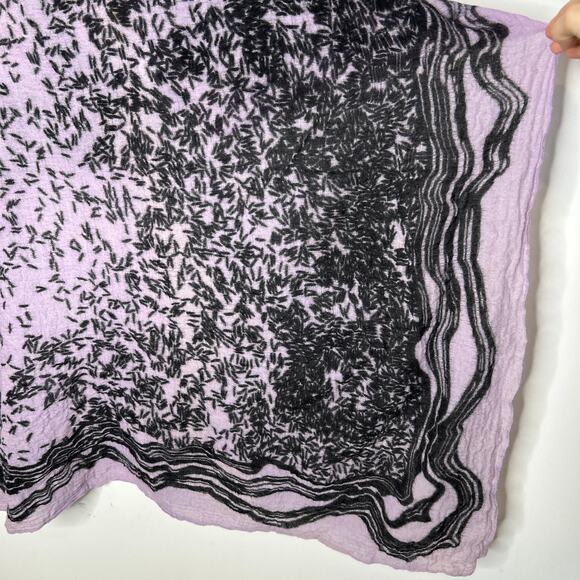 STINE GOYA Wool Scarf Malis Shawl Purple Black Abstract Winter Maximalist Wrap - Picture 2 of 6